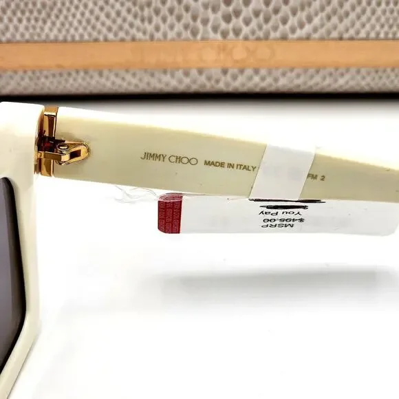 Jimmy Choo 51MM Embellished White/Ivory Rectangle Sunglasses - Picture 6 of 13